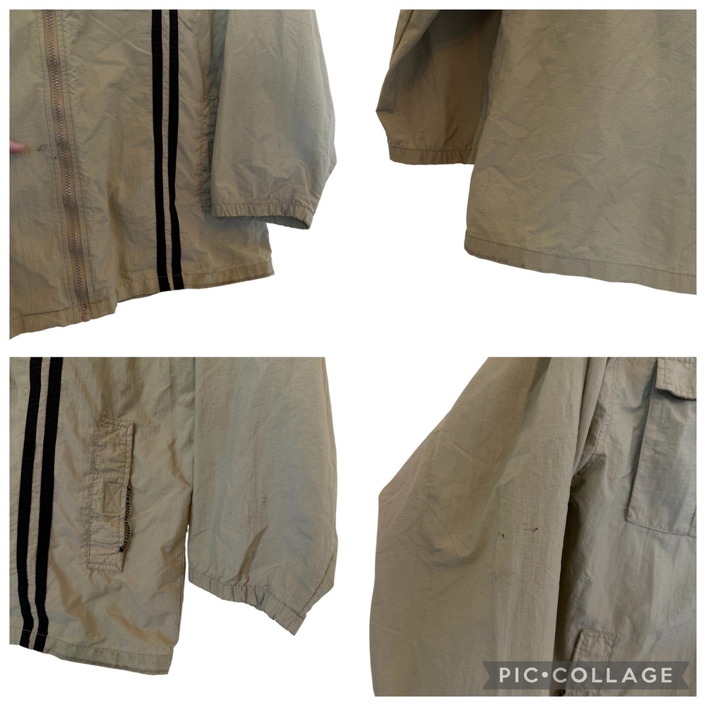 ASG Athletic USA Function VTG 90s XL Tan Nylon Windbreaker Jacket Stripe READ - Picture 7 of 16